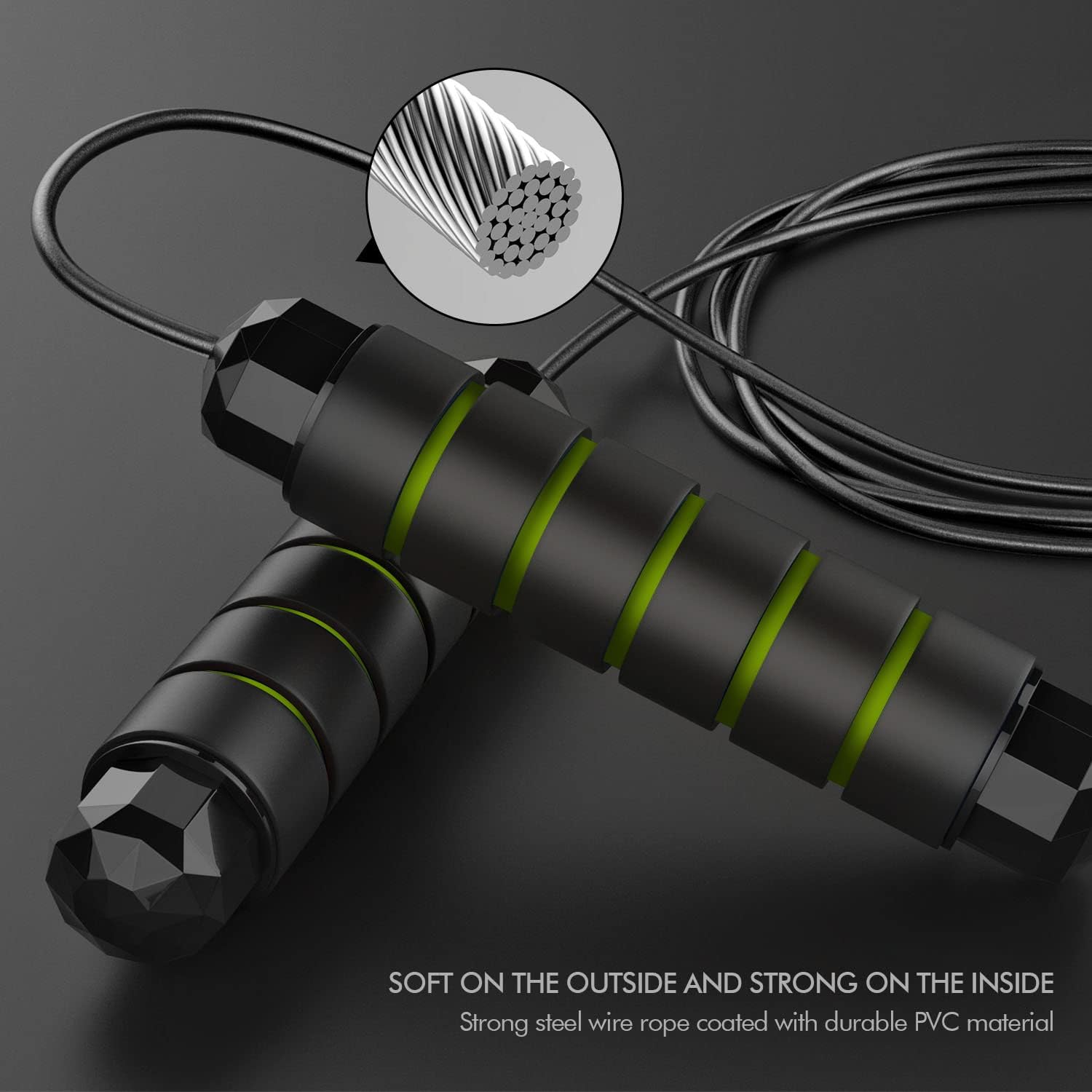 Jump Rope, Tangle-Free Rapid Speed Jumping Rope Cable with Ball Bearings for Women, Men, and Kids, Adjustable Steel