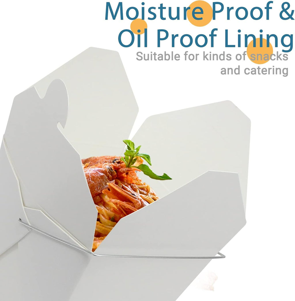 50 Pack 26oz Chinese Take Out Food Boxes, Paper Takeout Container