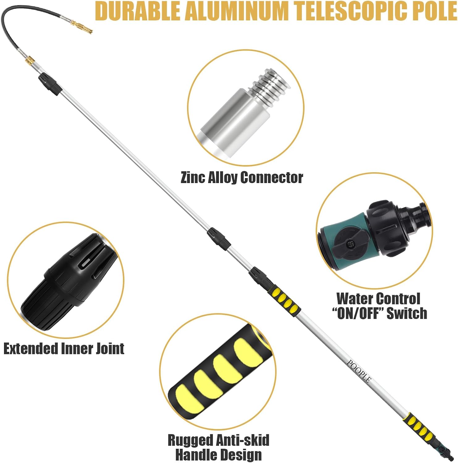 24FT Reach Gutter Cleaning Tools from The Ground, Telescopic Rain Gutter Cleaner Tools, Gutters Cleaning Pole with