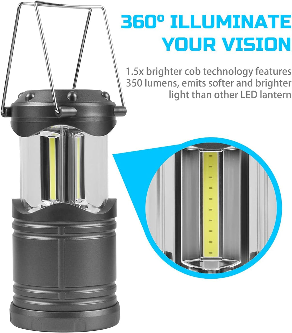 LED Camping Lantern, 4 Pack Battery Powered Flashlight for Power Outages, Portable Collapsible Hanging Light