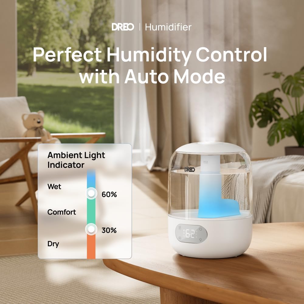 3L Humidifiers for Bedroom, 30H Runtime, 26 dB Quiet, New Edition | Easy to Refill & Clean, Precise Humidity Control