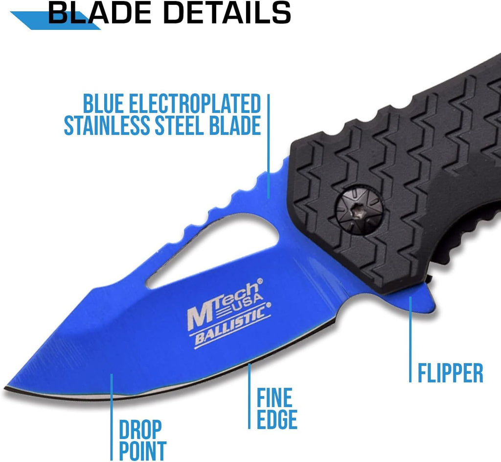 – Pocket Folding Knife – Fine Edge Steel Blade, Aluminum/Nylon Fiber Handle, Bottle Opener and Pocket Clip, Tactical