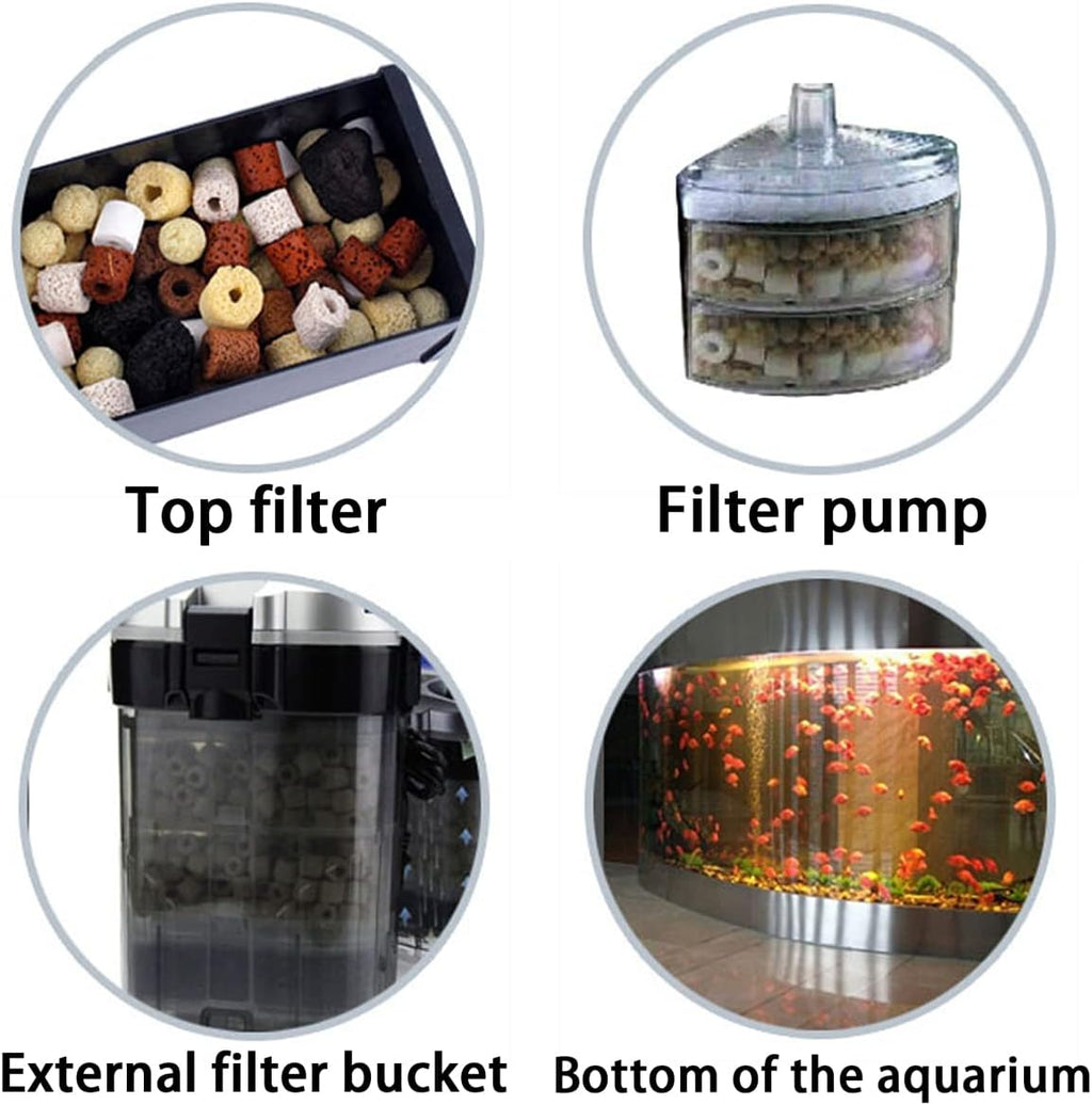 Bio Balls Ceramic Rings Set, Aquarium Biological Filter Media with Mesh Bag for Fish Tank and Pond, Fish Tank Filter