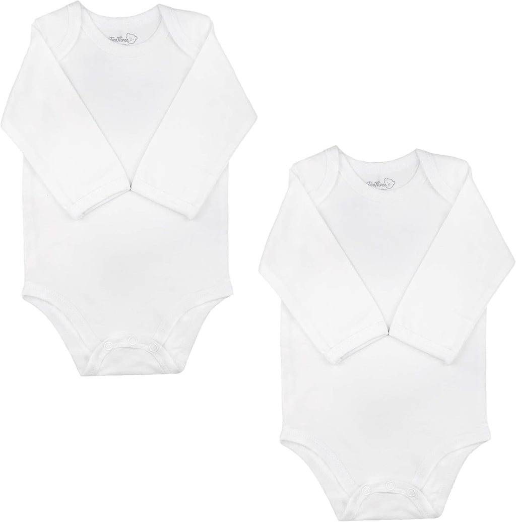 Baby Cotton Spandex Long-Sleeve Bodysuits 2-Pack, Boy Girl