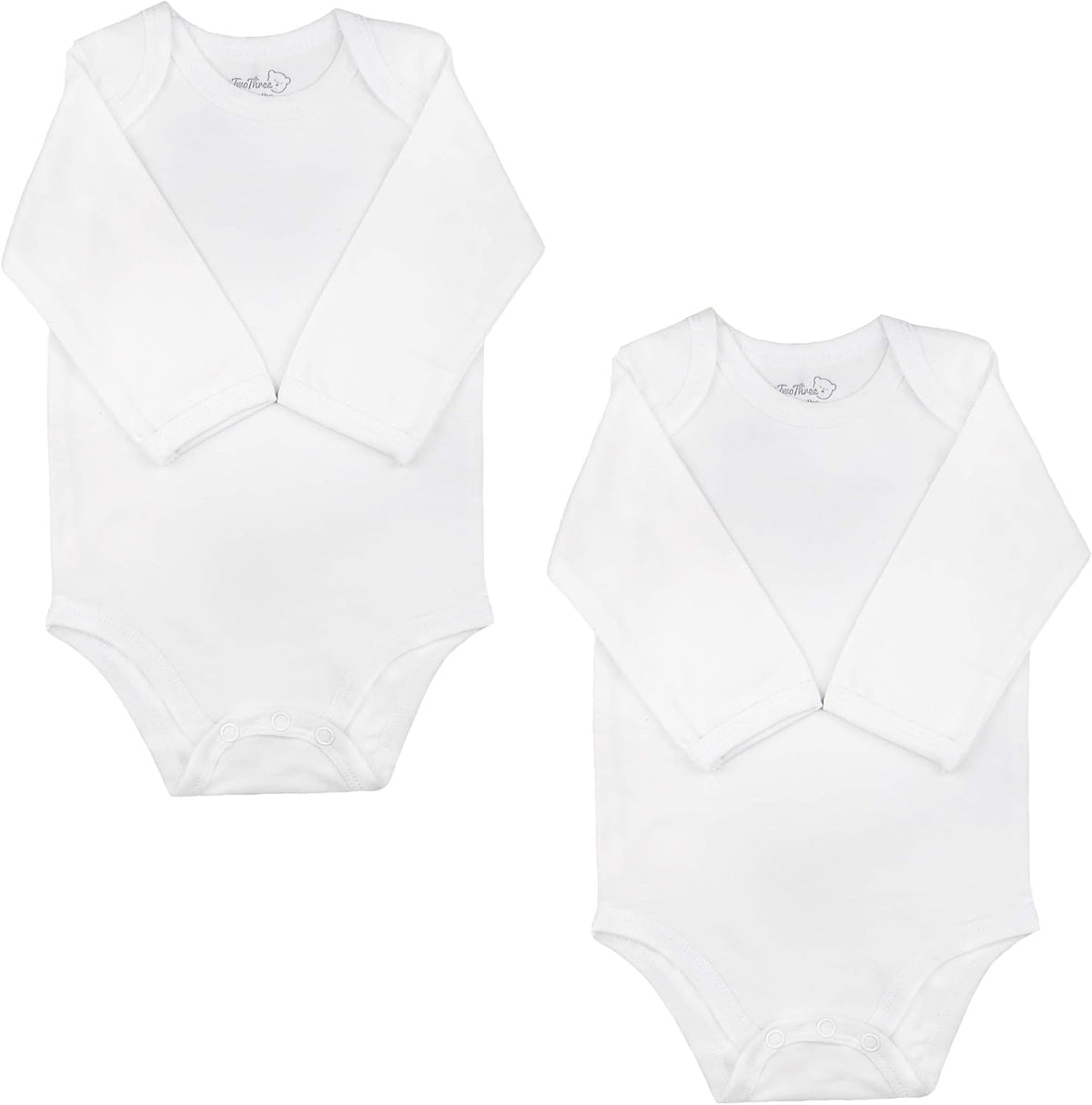 Baby Cotton Spandex Long-Sleeve Bodysuits 2-Pack, Boy Girl