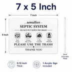 Septic System Drain Reminder Sign: 7 x 5 Inch Adhesive Acrylic