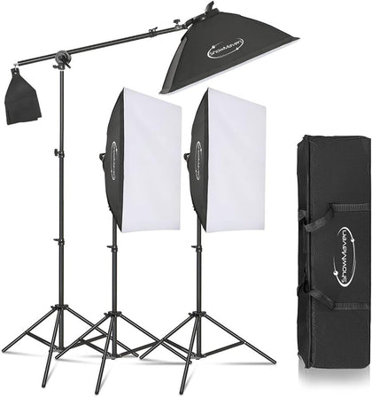 45W Dimmable LED Light with Double Color Temperature Continuous Lighting Studio Kit,3 Packs 20x28 Inches Studio Softbox