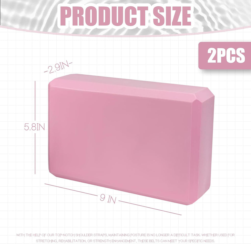 2 Pcs Yoga Blocks, 9x6x3 Inch Foam Blocks for Pilates | High density EVA foam Yoga Props lightweight non-slip surface