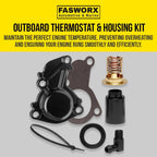 Outboard Thermostat & Housing Kit compatible with Mercury Mariner 40 50 55 60 hp 2-Stroke replaces 850055A2