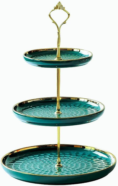 3 Tier Round Porcelain Tiered Cupcake Stand, Tiered Serving Stand, Dessert Stand, Serving Tray Platter for Tea Party