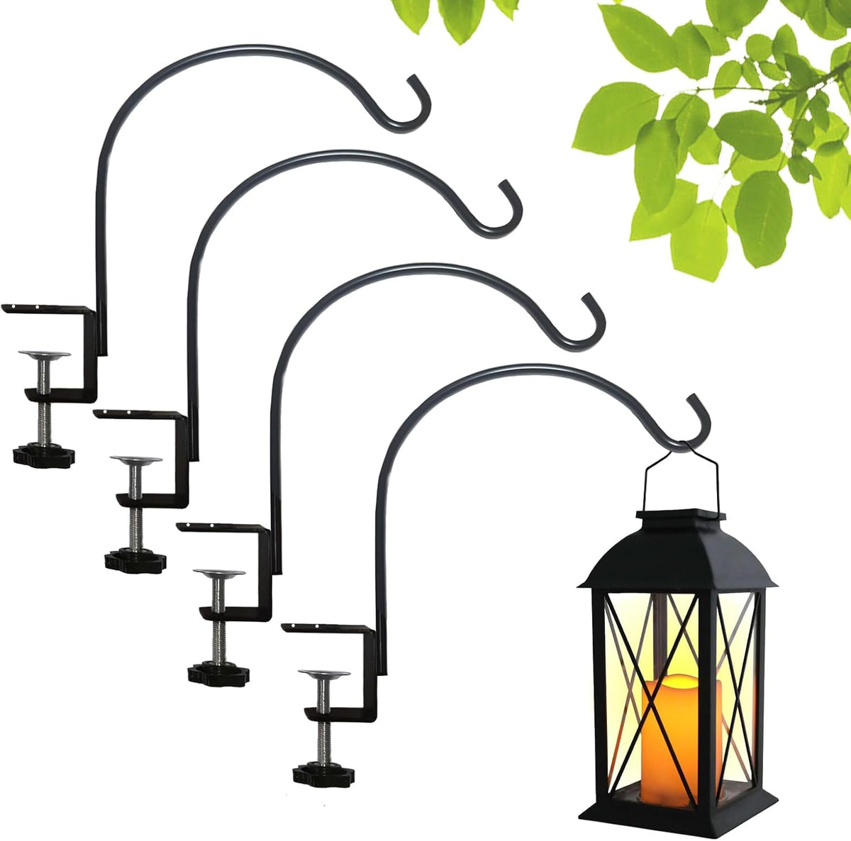 Super Short Deck Hook for Railing 4 Pack Deck Bird Feeder Pole with 3.3 Inch Strengthened Clamp for Hanging Bird