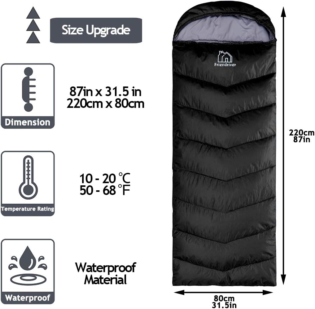 XL Size Upgraded Version of Camping Sleeping Bag 4 Seasons Warm and Cool, Lighter Weight, Adults and Children Can Use