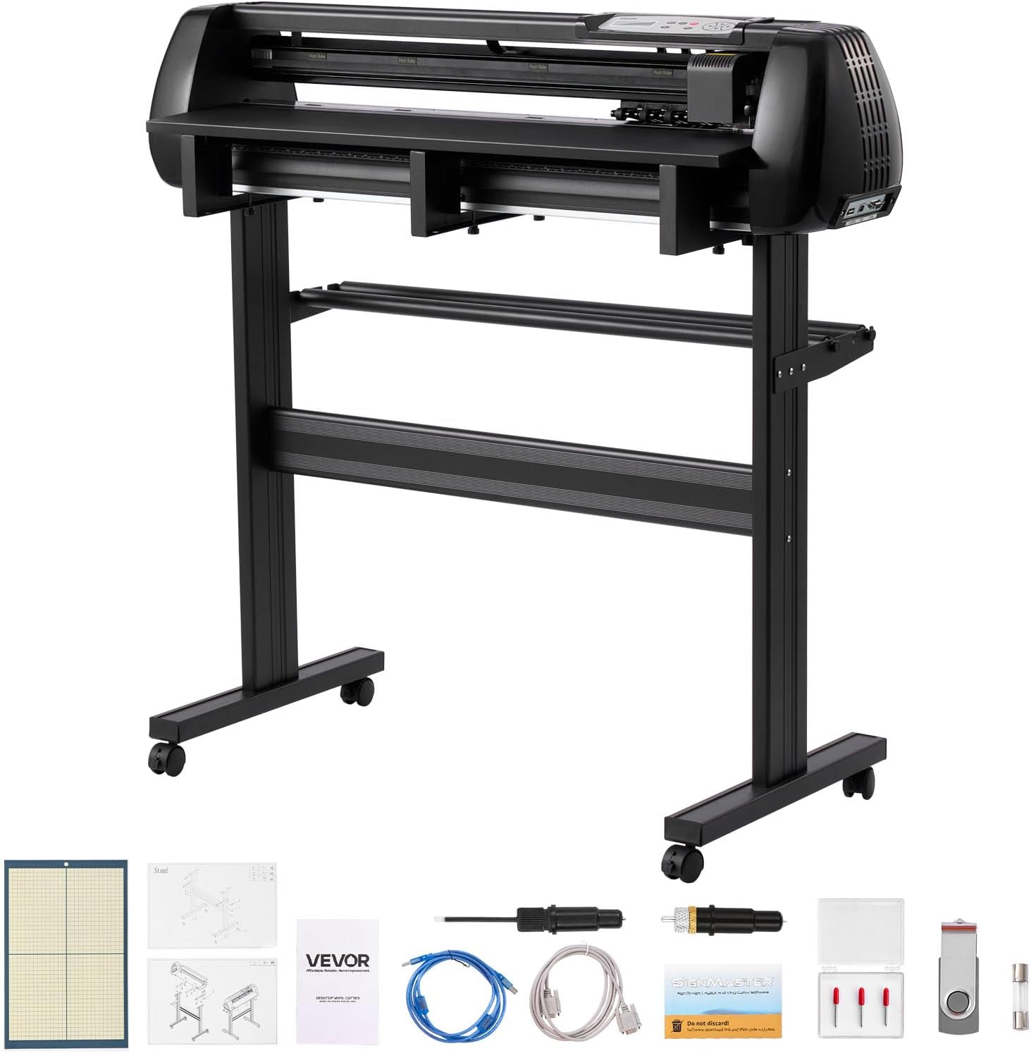 Vinyl Cutter Machine, 34 inch Max Feed Width, Dual Blades, Adjustable Force and Speed, LED Display, Vinyl Plotter