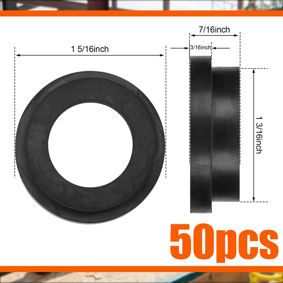 Joyfolk 50 Pack Air Hose Rubber Washer 1-5/16" O. D. for Quick Coupling