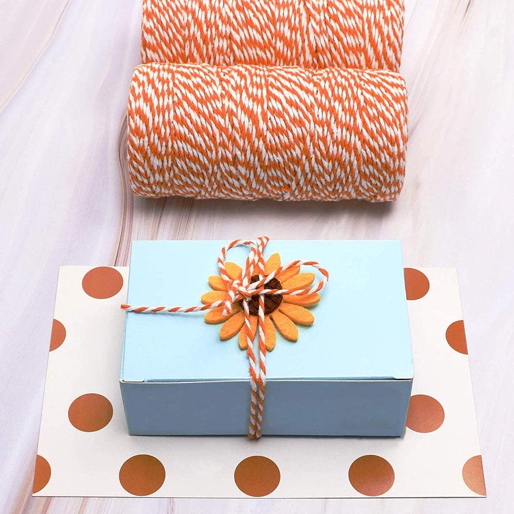 Twine String Orange and White Baker String 328 Feet 2mm Thick Christmas Halloween Twine String for Gift Wrapping DIY