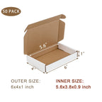 50 Pack 6x4x1 Inches Small Shipping Boxes, White Corrugated Cardboard Boxes, Moving Mailing Packing Box