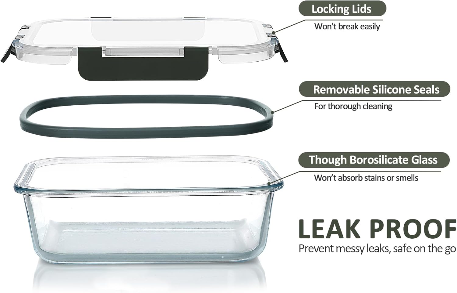 30 Pieces Glass Food Storage Containers with Snap Locking Lids,Glass Meal Prep Containers Set - Airtight Lunch