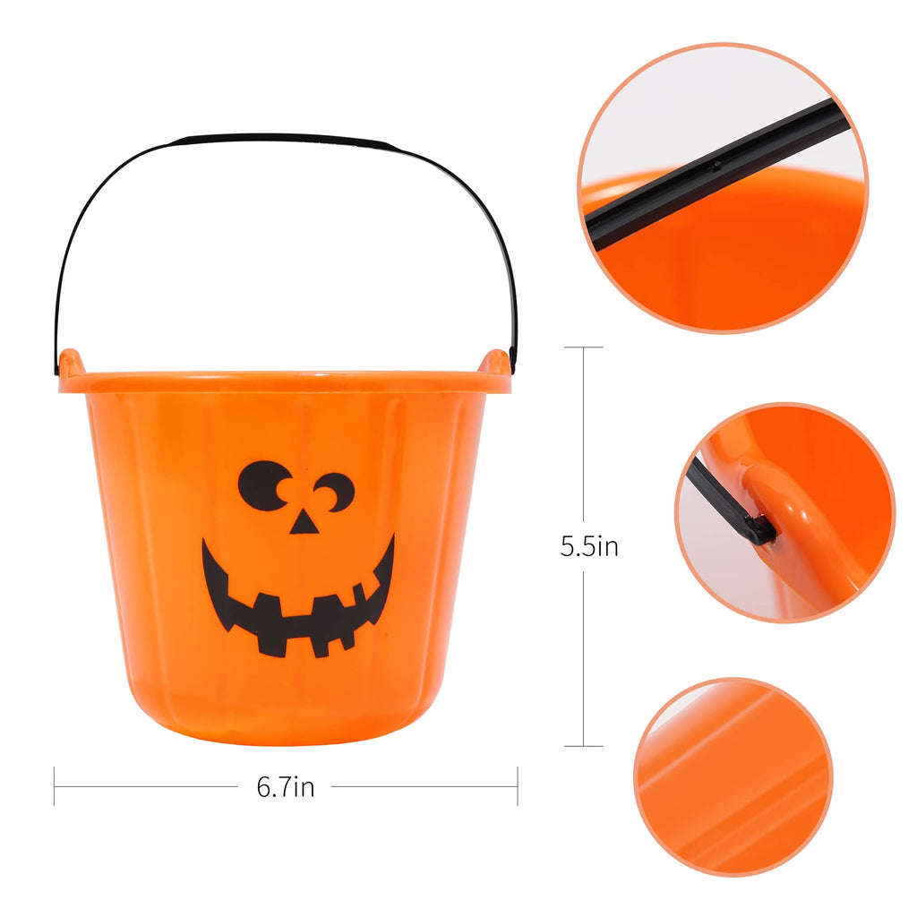 3 Pack Halloween Buckets, Orange Purple Green
