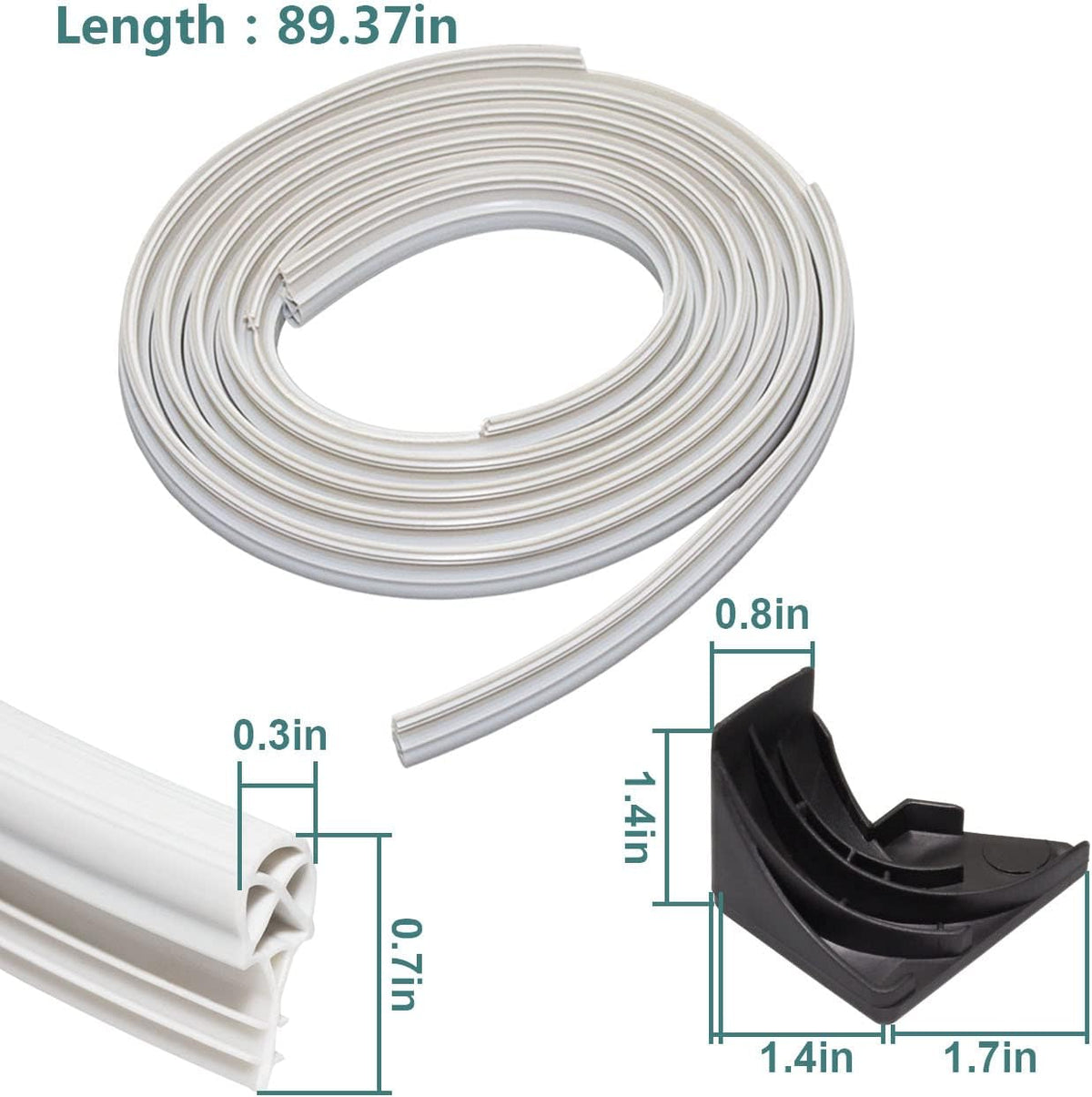 WD08X10057 Dishwasher Door Gasket Seal with WD8X227 & WD8X228 Corner Tub Baffles - Compatible with GE, Hotpoint, Kenmore - Replaces AP3798079, PS958908, EAP958908, WD08X10014