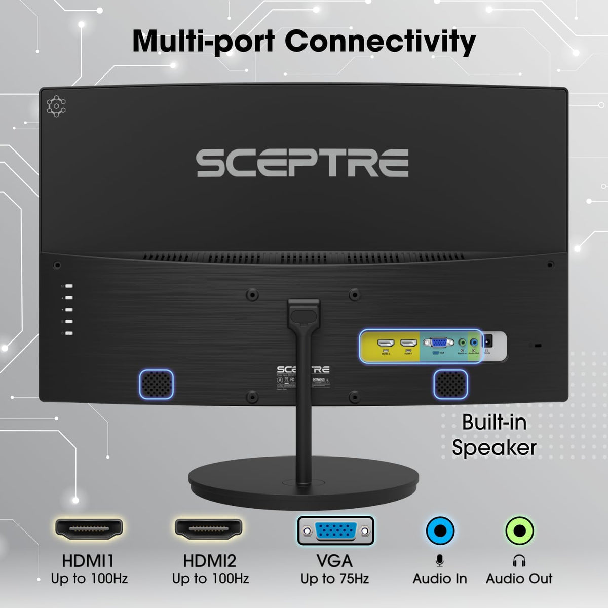 New! Sceptre Curved 27-inch Gaming Monitor 100Hz 1080p R1500 98% sRGB HDMI x2 VGA Build-in Speakers, VESA Wall Mount