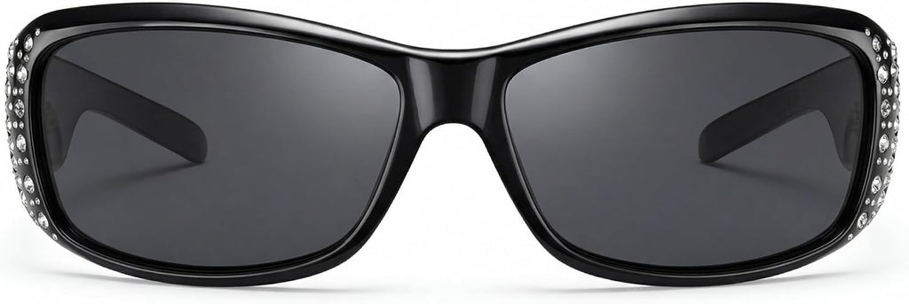 Retro Polarized Rhinestones Sunglasses for Women Trendy Shades with UV400 Protection