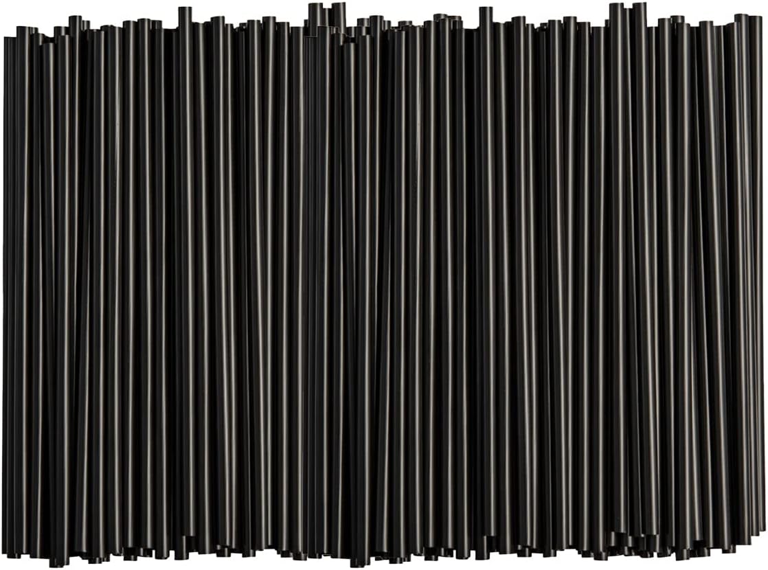 7.75" Black Plastic Drinking Straws [500 Count]