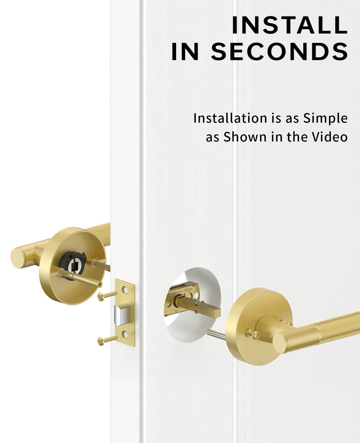 4 Pack Brushed Gold Passage Interior Door Handles