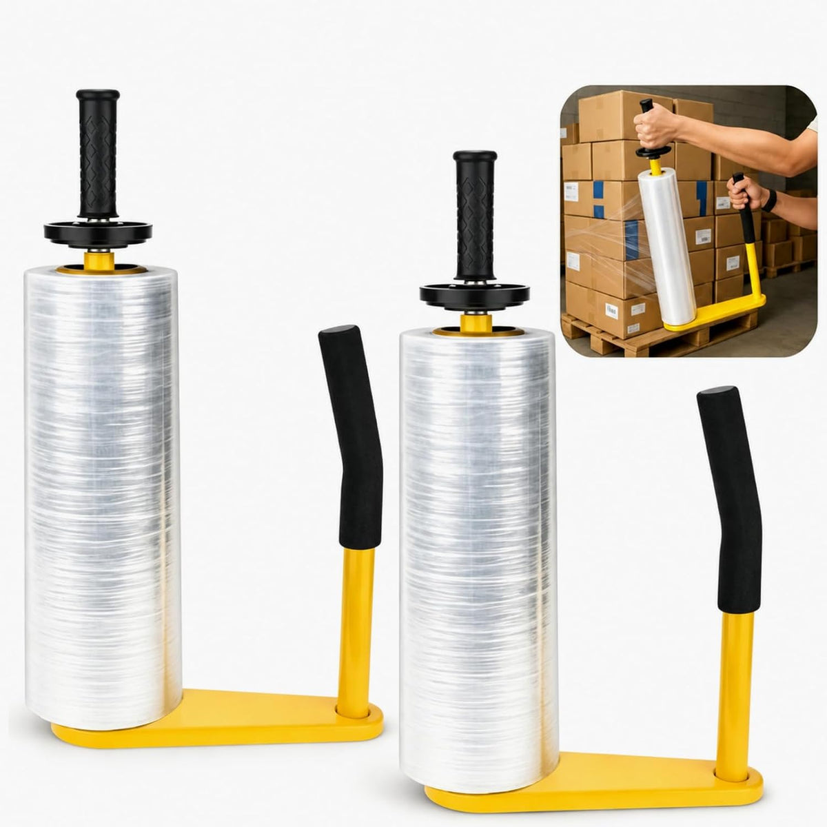 Stretch Film Dispenser Heavy Duty Industrial Stretch Wrap Handle Adjustable 14-20 Inch Pallet Wrap Dispenser