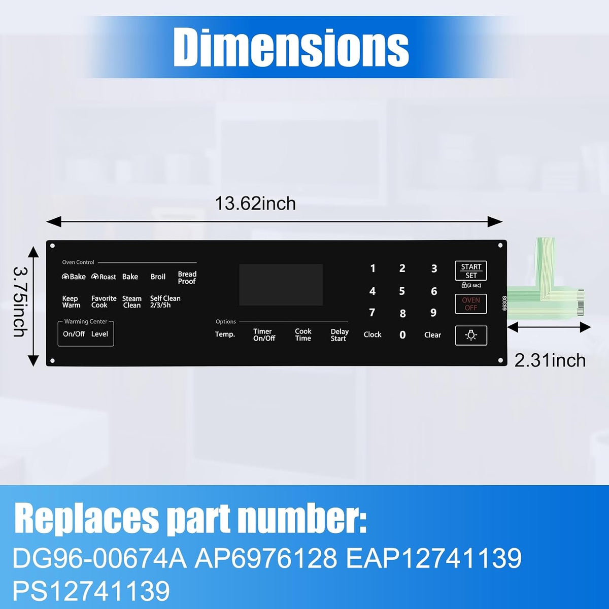 DG96-00674A Range Membrane Switch Keypad Replace for Samsung Oven