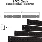 2PCS Black 6-Inch Heavy Duty Stainless Steel Piano Hinge