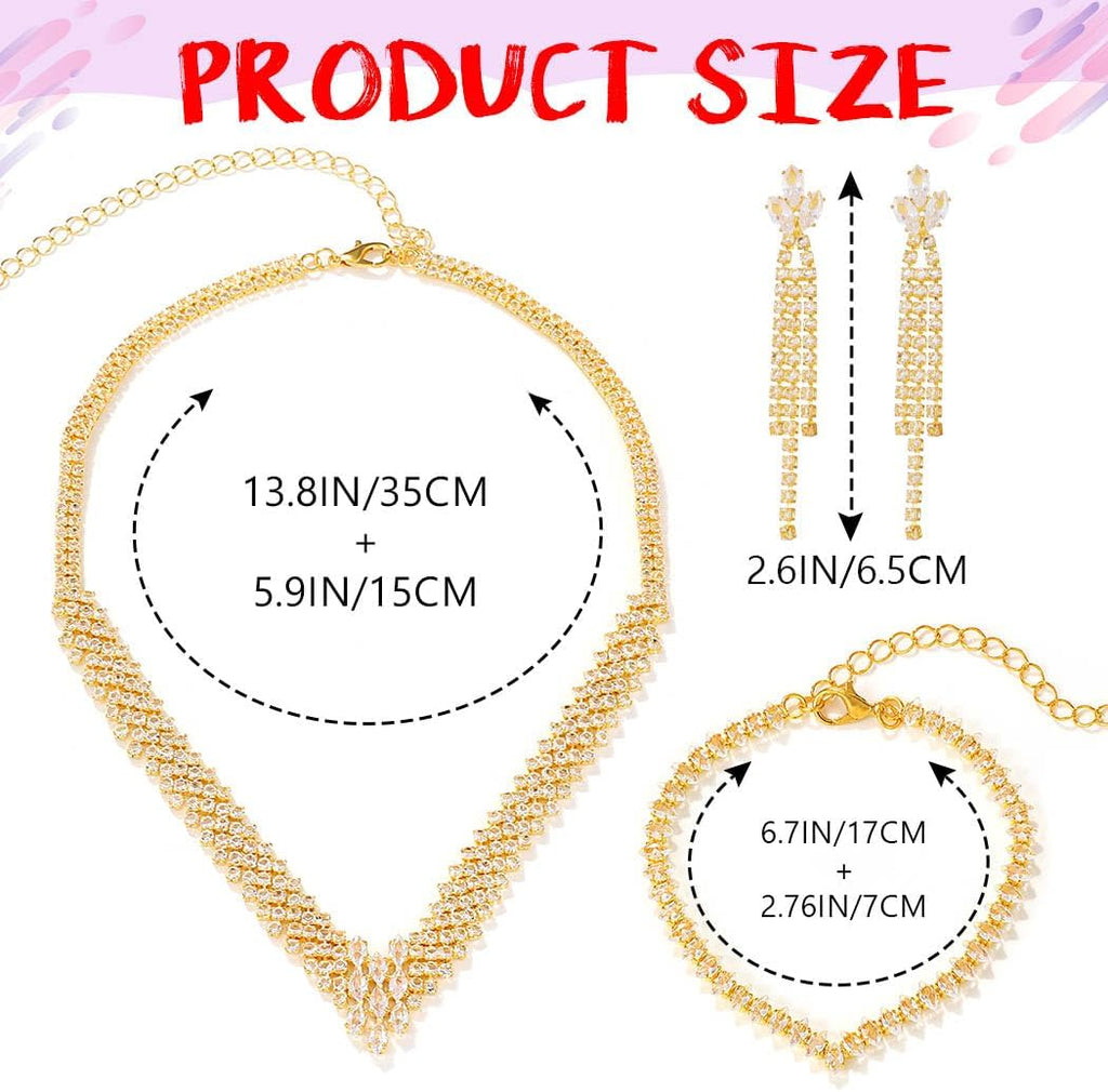 Rhinestone Bridal Jewelry Set Clip On Earrings Wedding Prom Jewelry Accessories for Women
