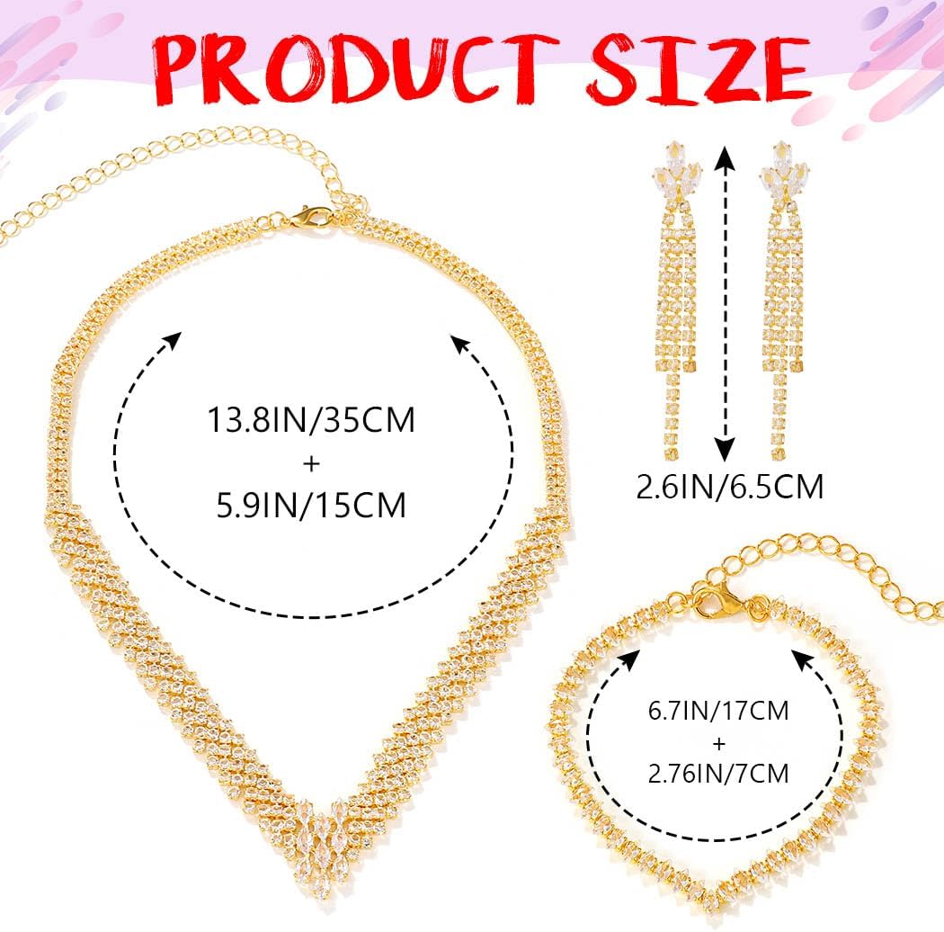 Rhinestone Bridal Jewelry Set Clip On Earrings Wedding Prom Jewelry Accessories for Women