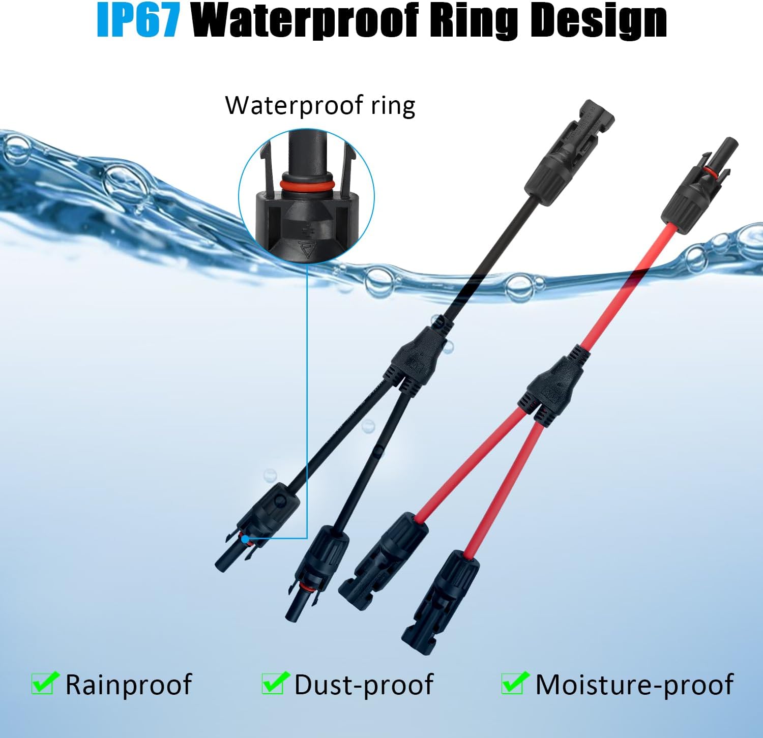 MC4 Solar Panel Connectors 1 Pair 2 to 1 Solar Y Branch Connector 6 Pairs Male & Female Solar Cable Connectors
