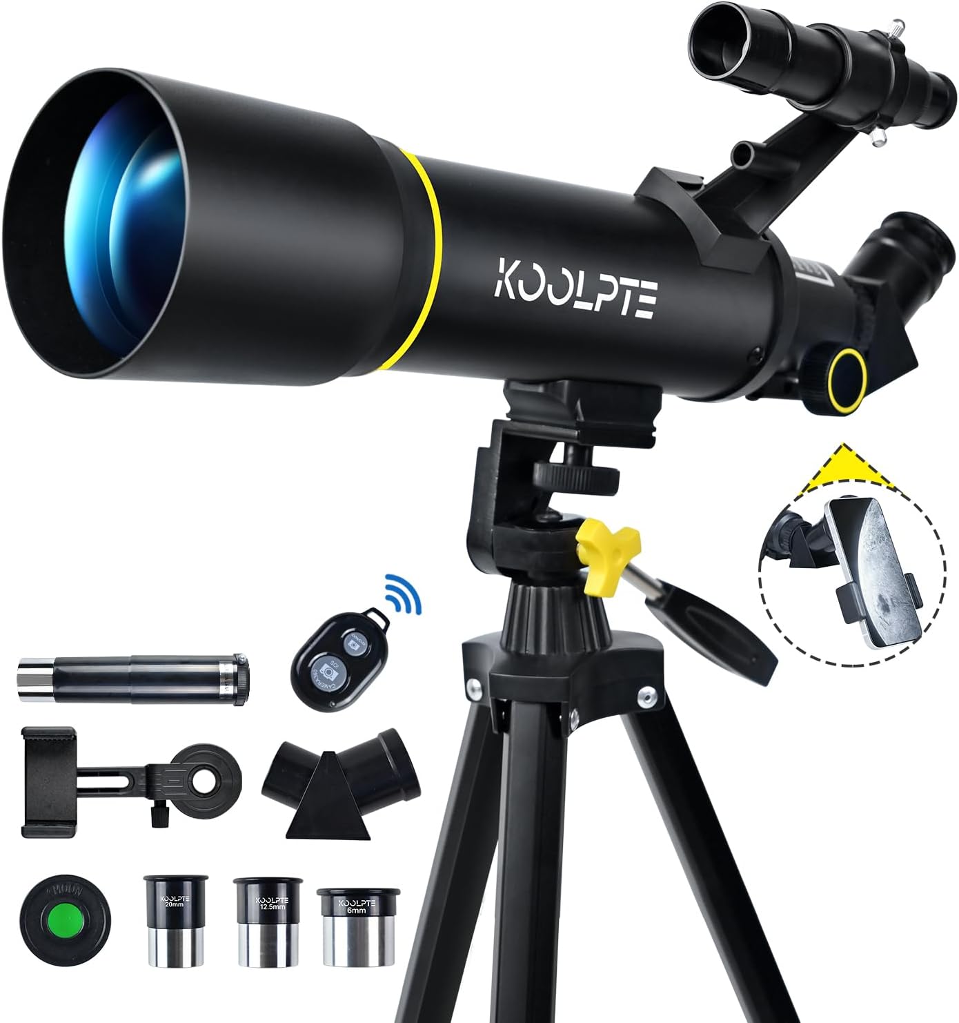 Telescope for Kids, 70mm/400mm Travel Refractor Kit, Black | Travel telescope for kids and beginners to view the Moon