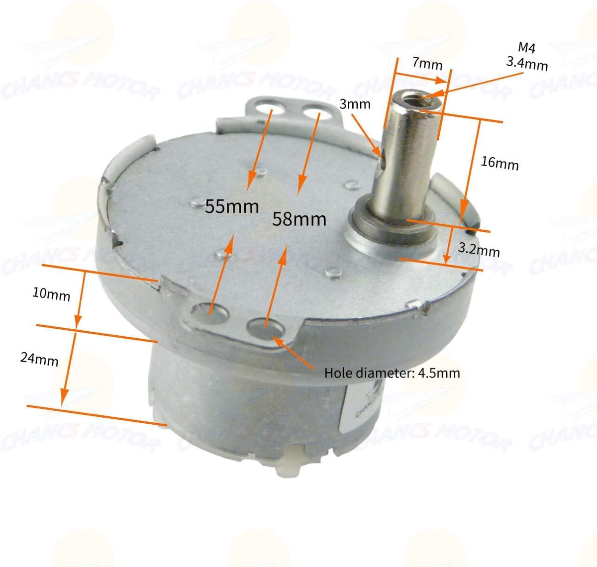 CHANCS DC Gear Motor Electric Motor JS-50 12V DC 8RPM CW/CCW Horizontal Hole Shaft for Fan Motor