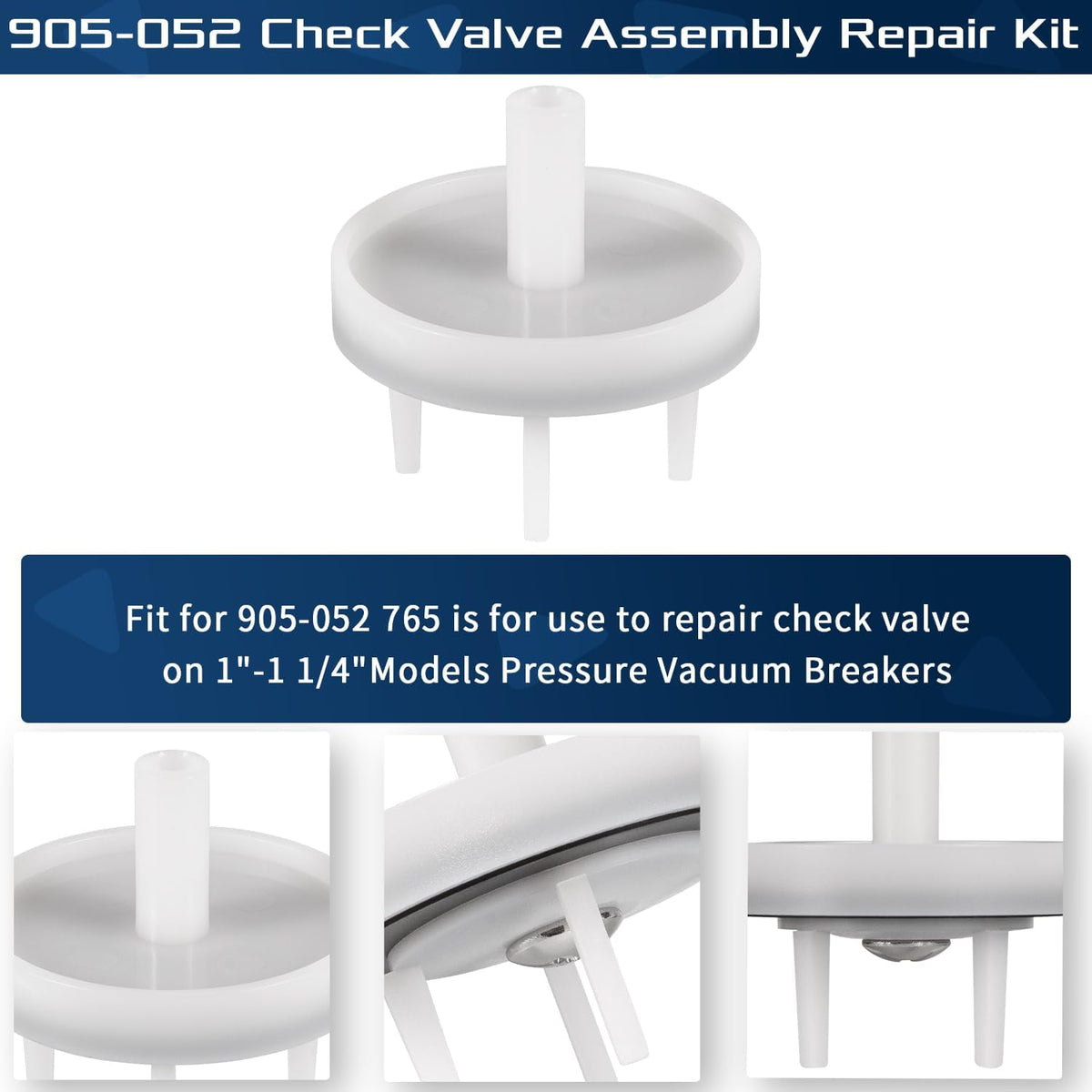 905-052 765 Check Valve Assembly Repair Kit, Fit for Model 1"-1-1/4" In Pressure Vacuum Breaker (White)