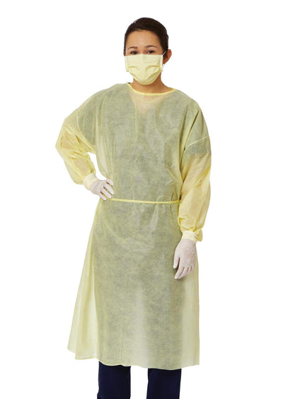 Disposable Protective Isolation Gown with Elastic Cuff,Latex Free,Non-Woven, Fluid Resistant,ONE Size FITS All,(Pack