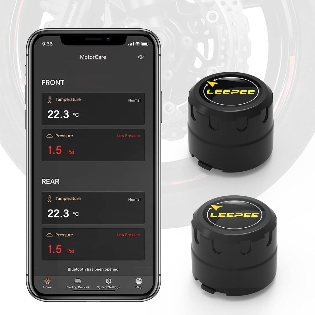 Motorcycle Tire Pressure Monitoring System, Tire Pressure and Temperature Alarm, Wireless Motorcycle TPMS with 2