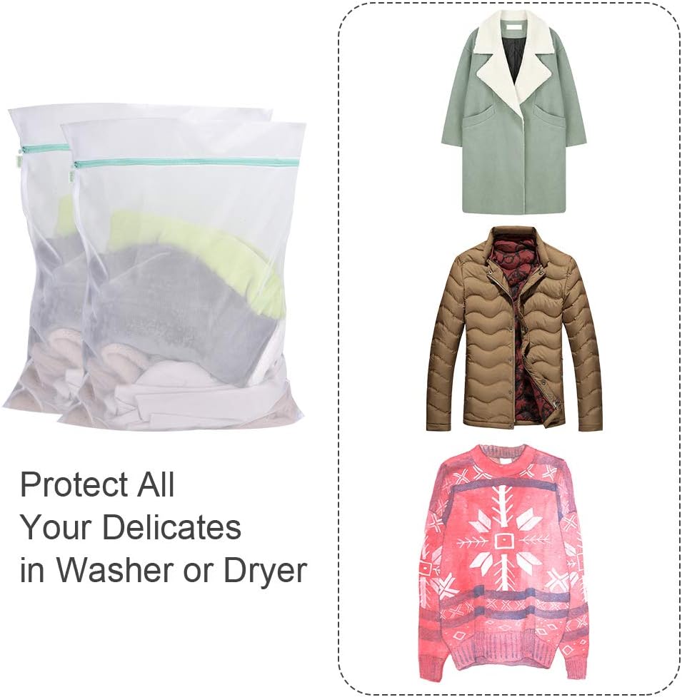 Mesh Laundry Bag for Delicates 2 Pack Garment Wash Bag 24 x 32 inch Zippered Large Washing Machine Bags for Sweater