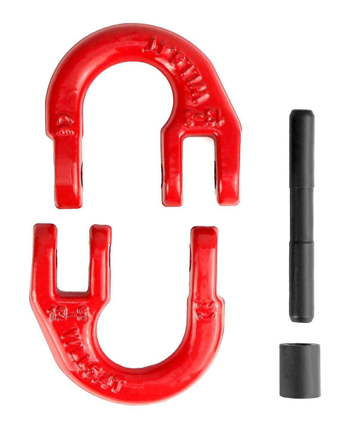 QWORK G80 Alloy Steel Hammerlock Coupling Link Connecting Link, 1/2", Red Painted, 12000 lbs Working Load Limit, 4 Pack