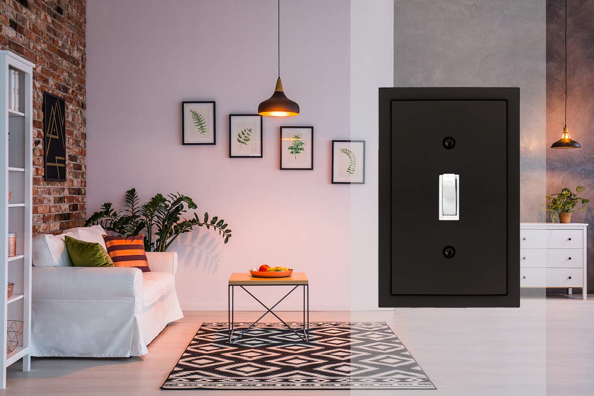 Modern Edge Decorative Wall Plate Switch Plate Outlet Cover, Durable Solid Zinc Alloy (Single Toggle 3PK, Matte Black)