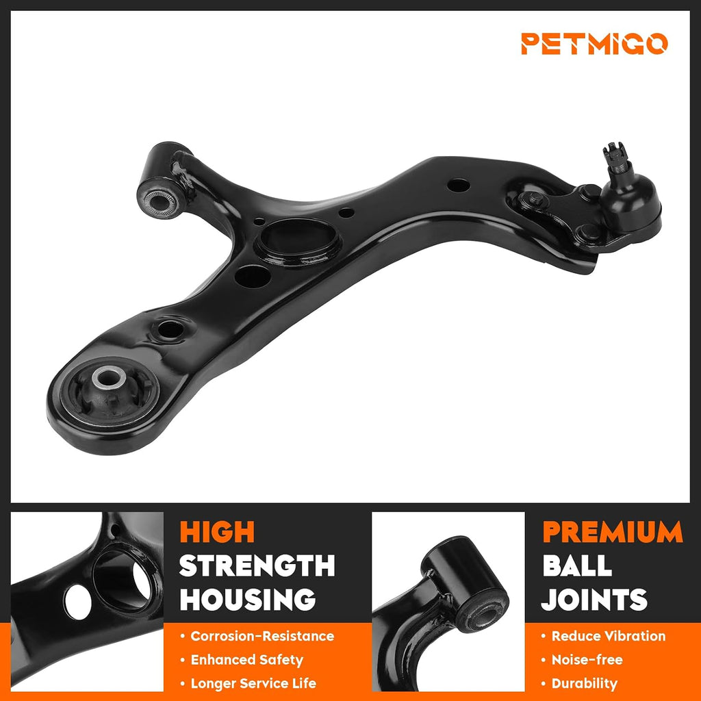 Front Lower Control Arms w/Ball Joints Replacement Suspension Kit for Toyota Rav4 2006-2018, for Lexus Nx200T 2015-2017, Nx300H 2015-2019 with Outer Tie Rod Ends K620586 K620587 (4PCS)