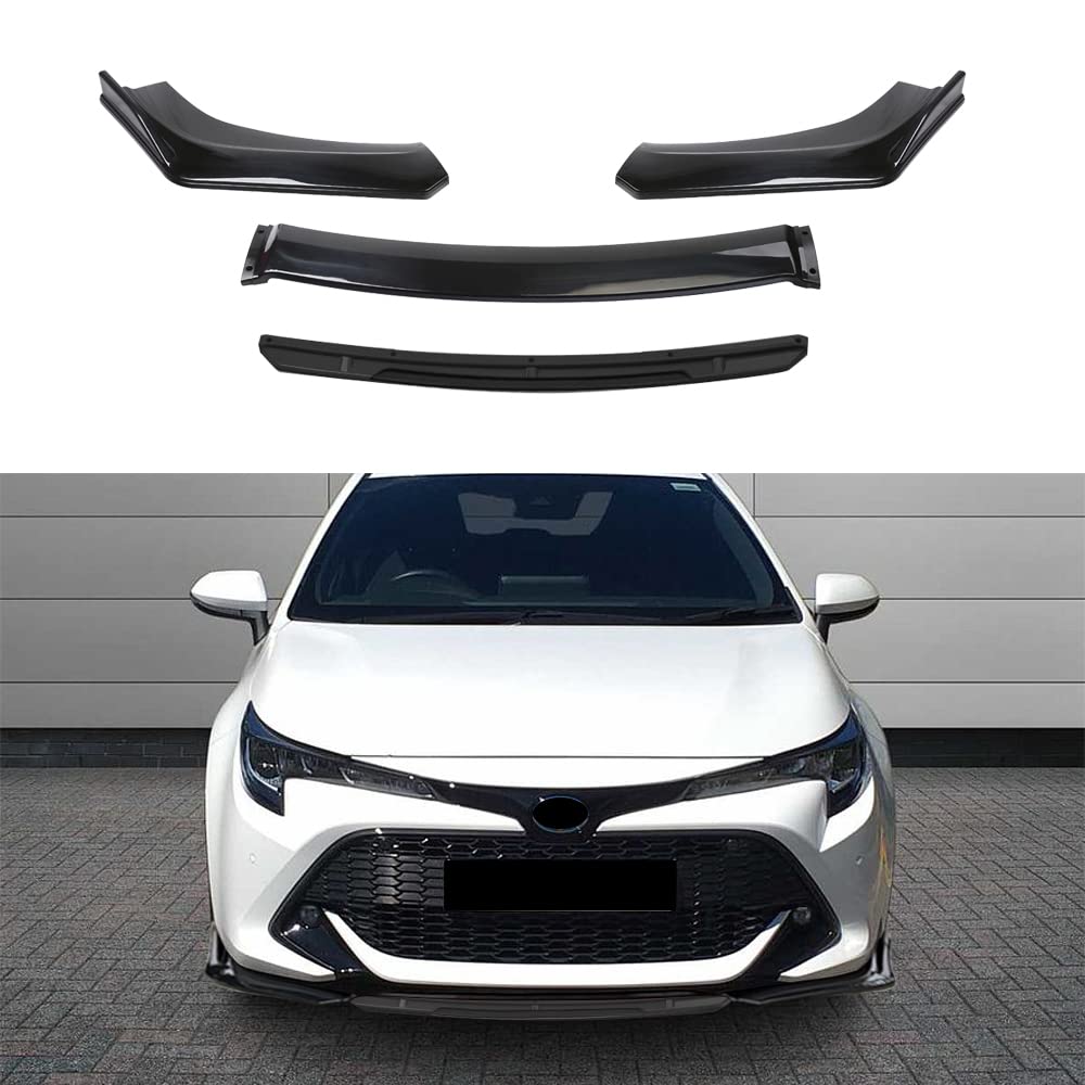 4PCS Universal Car Front Bumper Lip Body Kit Splitter Spoiler Diffuser Protector - Gloss Black,Black Tongue