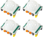 Dorhea 4Pcs HC-SR501 Pir Motion Infrared Human Body Sensor Module Pyroelectric Infrared Motion Detector Module for Raspberry Pi Microcontrollers Projects