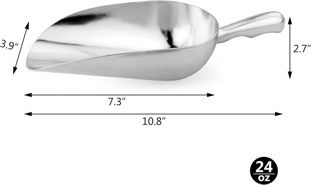 34547 Round Bottom Bar Ice Scoop, 24-Ounce, Silver