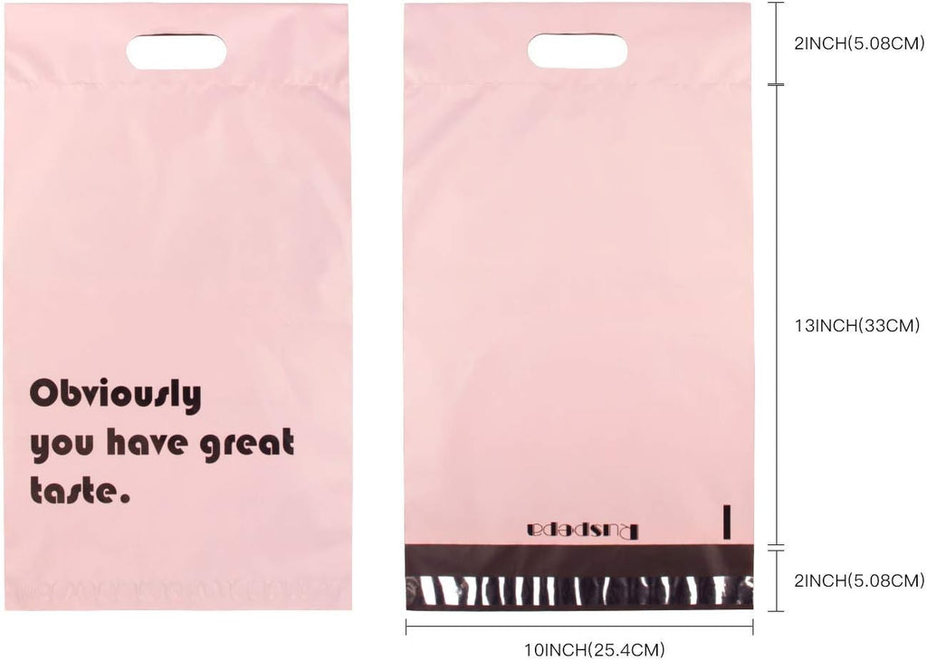 Poly Mailers 10x13 Inch Pink with Build-in Handle Shipping Bags 3 Mil Pretty Thick Self Adhesive Mailing Envelopes