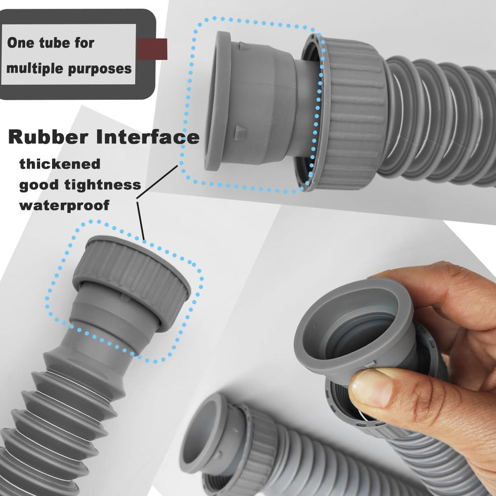 2-Pack Flexible Sink Drain Pipes with P-Trap - With Compatibility for Both 1 1/4" and 1 1/2" Sink Openings, Fit For