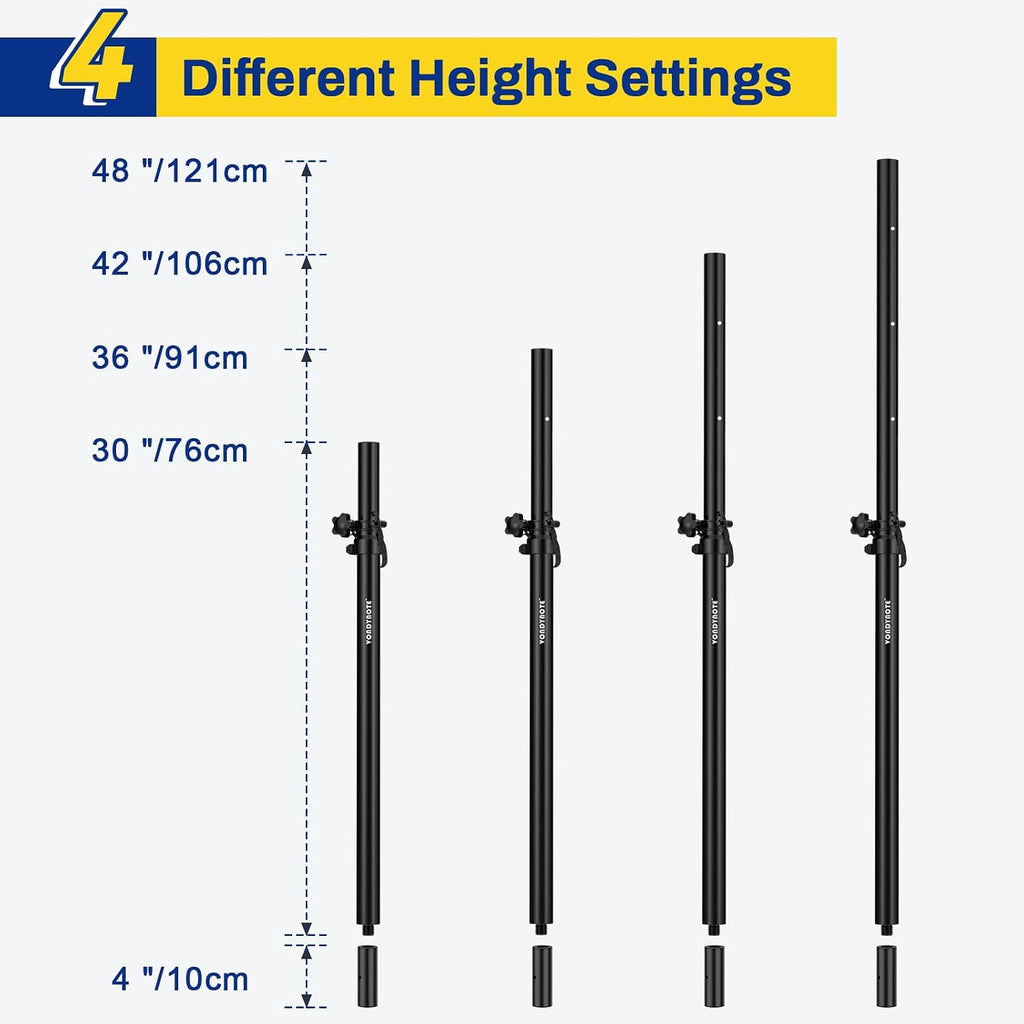 Set of 2 Subwoofer Poles Fit M20 or 35mm Mount, Speaker Extender | Height Adjustable Speaker Poles with 35mm Insert