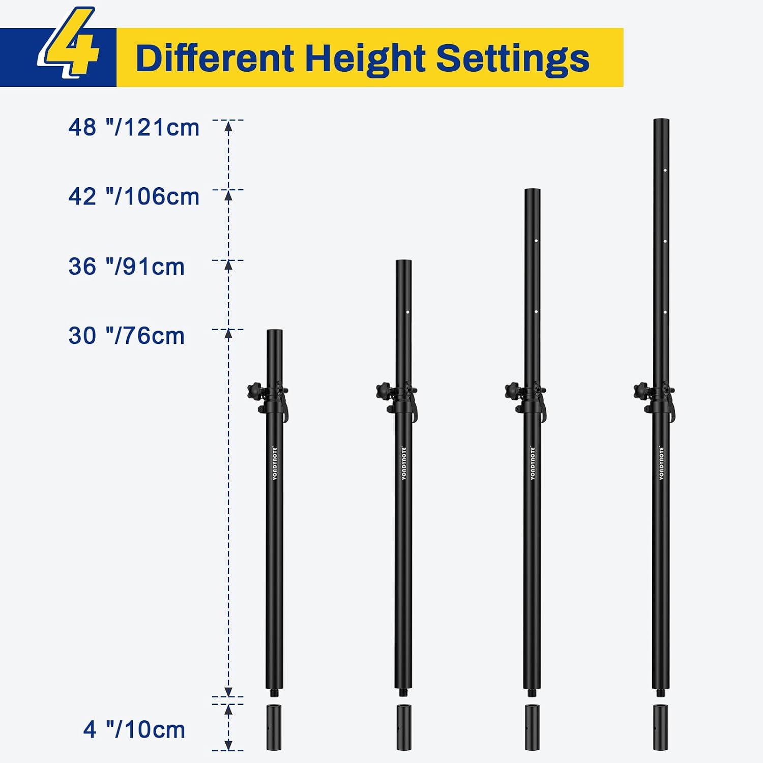 Set of 2 Subwoofer Poles Fit M20 or 35mm Mount, Speaker Extender | Height Adjustable Speaker Poles with 35mm Insert