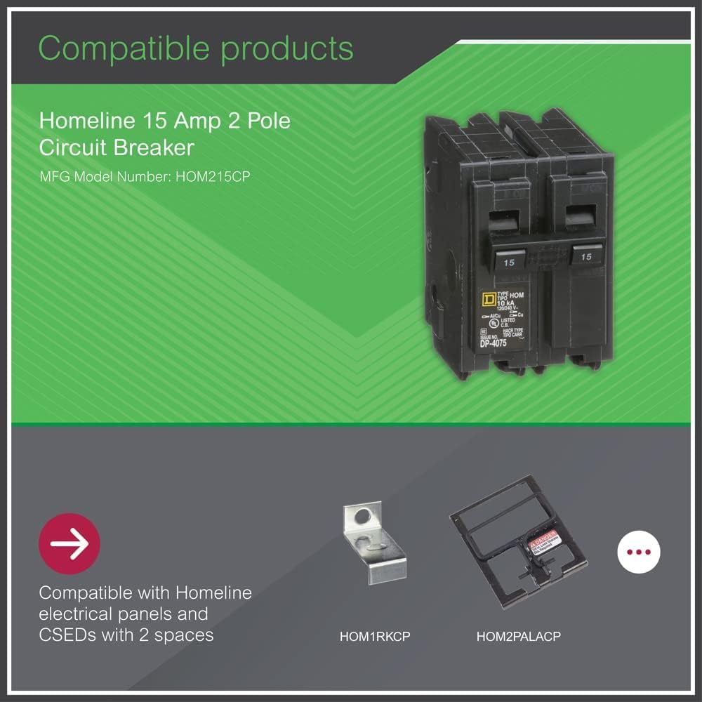 Square D - HOM215CP Homeline 15 Amp Two-Pole Circuit Breaker